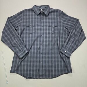 Rock Republic Mens XXL Plaid Long‎ Sleeve Button Down Shirt Black Grey